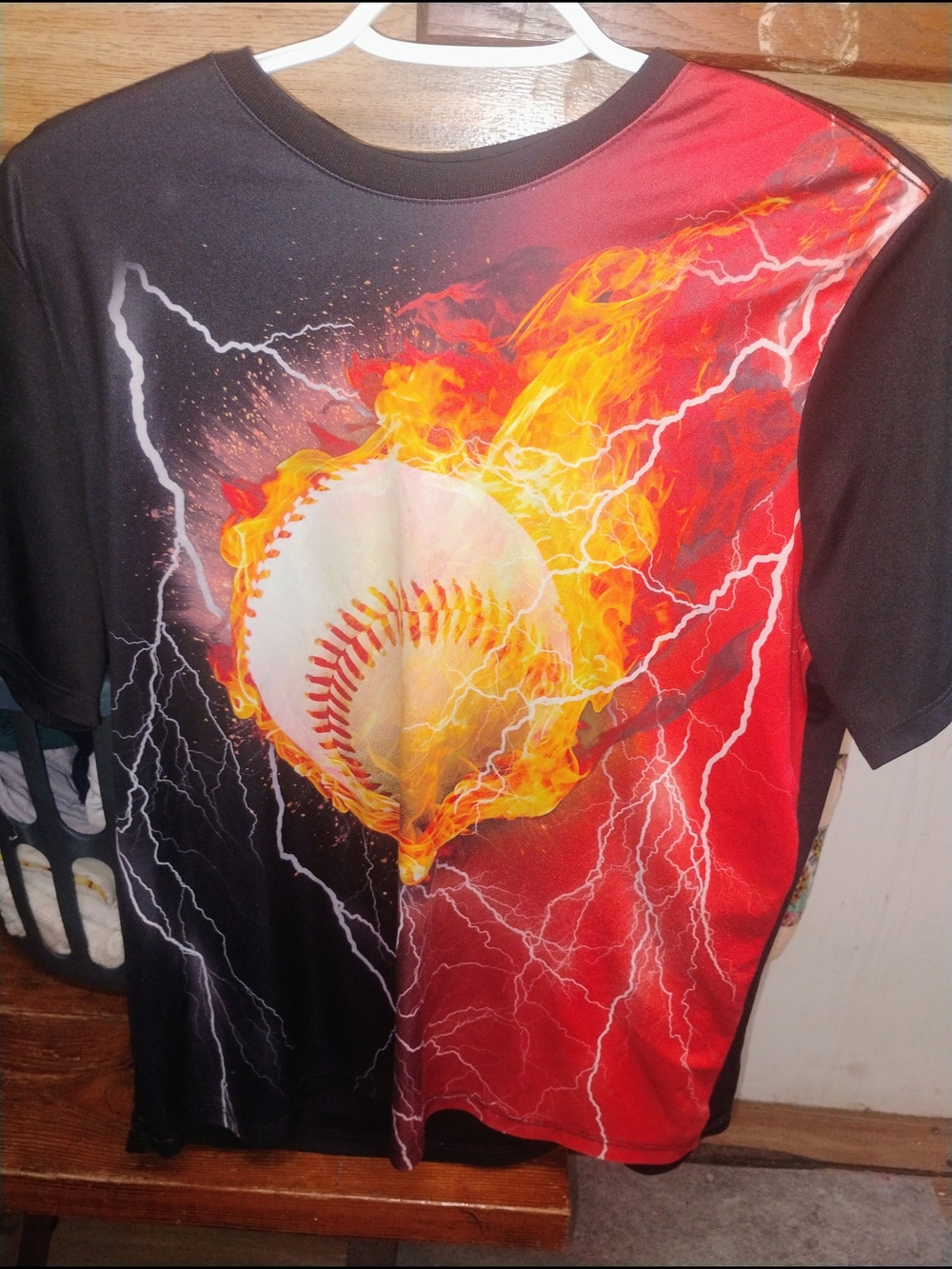 Kids Black & Red Baseball Flame Graphic Tee